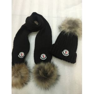 Комплект шарф и шапка Moncler черный